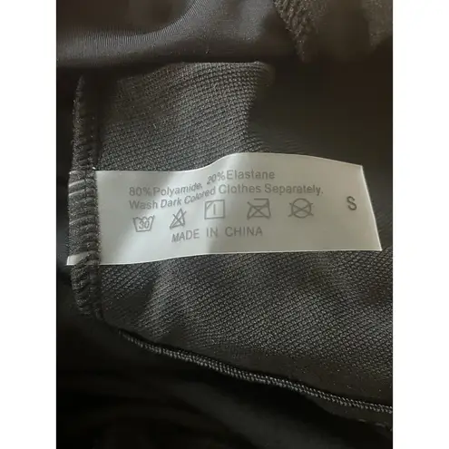 Black Blue Zip Front Short Sleeve Swimsuit Romper One Piece Size S