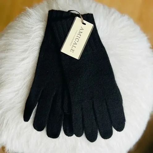 AMICALE Cashmere Touch Screen Tech Knit Gloves, Luxurious, 100%, Black, NWT Black