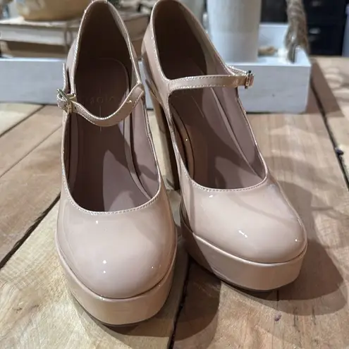 Linea Paolo Isadora Mary Jane Platform Pumps Size 5.5 B51 Tan