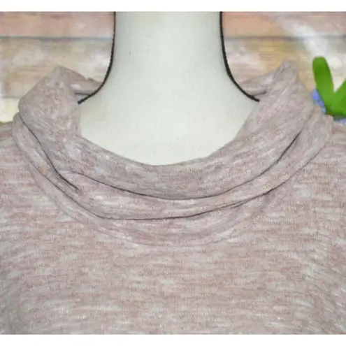 Knox Rose Ladies Pink Pullover Sweater Shift Dress Size L Cowl Neck Knee Length