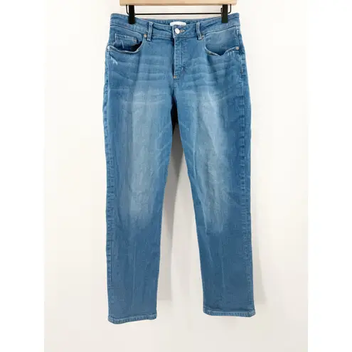 Loft  Ann Taylor Jeans Girlfriend SZ 29/8 Cotton Stretch Mid Indigo Wash Curvy