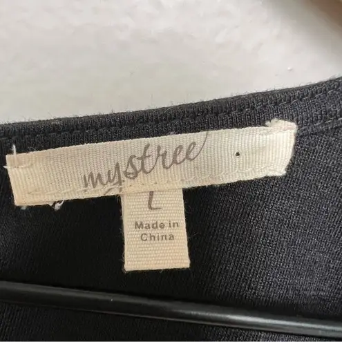 Mystree Elegant Black and Gray Lace Panel Knit Dress Cap Sleeve Large