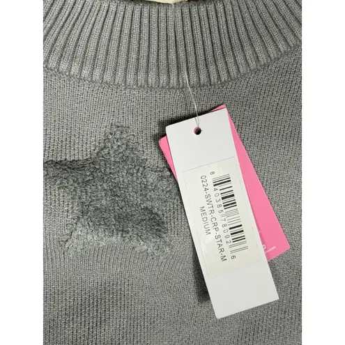 Simply Southern  Gray Star Sweater cropped Long Sleeve Crew Neck Women's M NWT