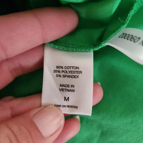 Ny&co NY& Green Cotton Stretch ¾ Cuffed Sleeve Button Down Size Medium