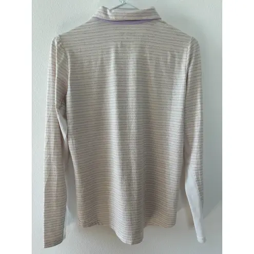 San Soleil Quarter Zip Womens Medium Purple Stripe UPF 50 Sun Golf Outdoor