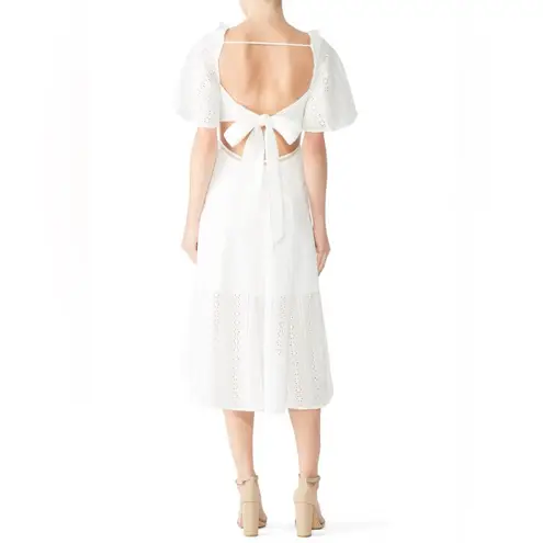 Finders Keepers Sundays white eyelet lace embroidery ruffle cutout midi dress 10