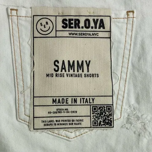 NWT SER.O.YA Sammy Mid Rise Jean Short Size 23 Cut Off White Denim