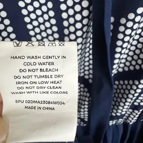 Bloomchic Pleated Geometric Print Midi Dress Size 18/20 Navy Flowy Modest Mod Blue