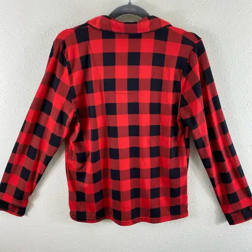 Cuddl Duds  Long Sleeve Button Up Collared Plaid Soft Comfy Lounge Top Size S