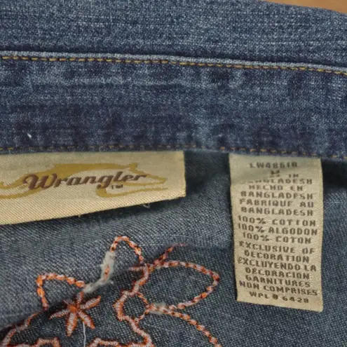 Wrangler Ladies'  Snap Button Denim Embroidered Western Shirt Medium