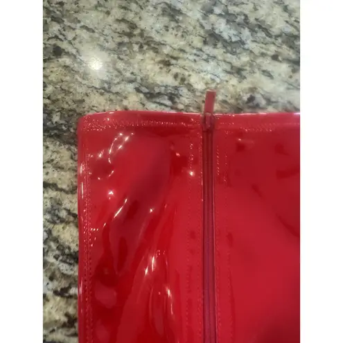 Women’s Wedge Platform Chunky Heel Round Toe Side Zipper Knee High Boots size 11 Red