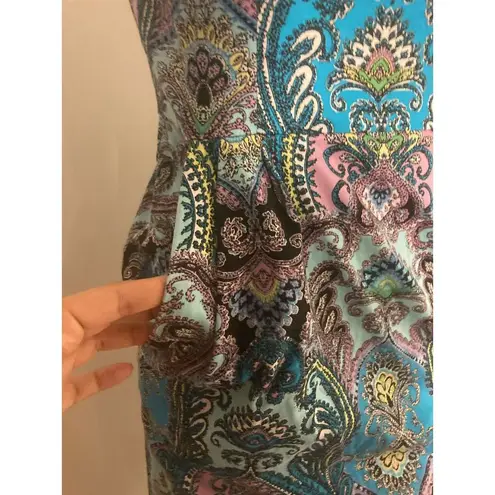 New York And Company Size 6 Women's Paisley Purple Blue Boho NY&CO Cocktail Dress