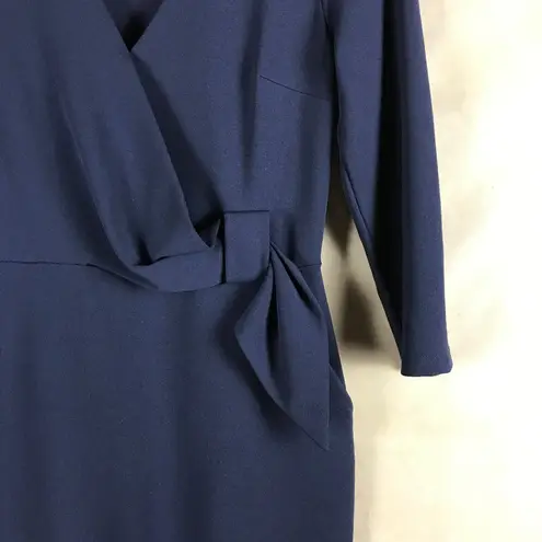 ESTELLE Deep Purple Structured Crepe Faux Wrap Sheath Dress SMALL