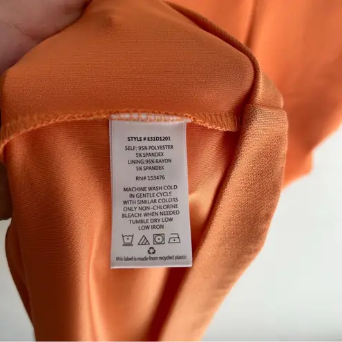 Evereve Zoe Strong Shoulder Orange Stretch Midi Dress Sz Small