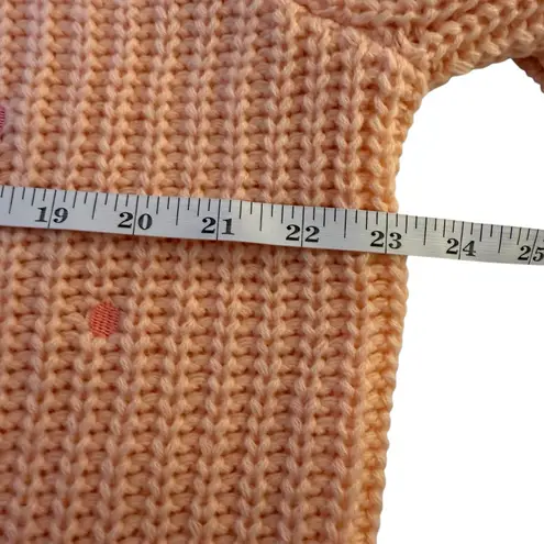 English Factory Anthropologie Peach Polka Dot Chunky Knit Sweater Large NWT