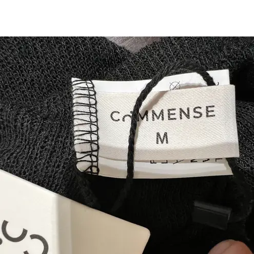NWT Commense Black Sheer Knit Linen Blend Long Sleeve Lightweight Sweater Size M Size M