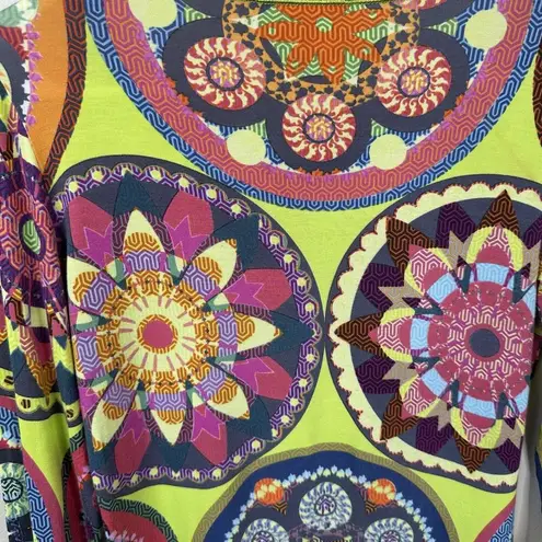 Fuzzi Shirt Womens Small Multi Color Bright Loud Kaleidoscope Print Long Sleeves Yellow