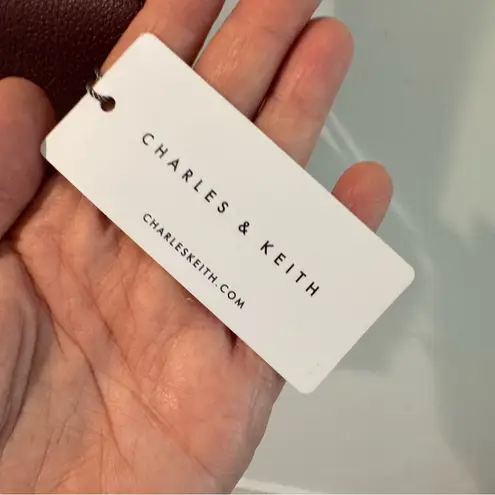 Charles and Keith NWT Burgundy Circular Push Lock Crossbody Bag