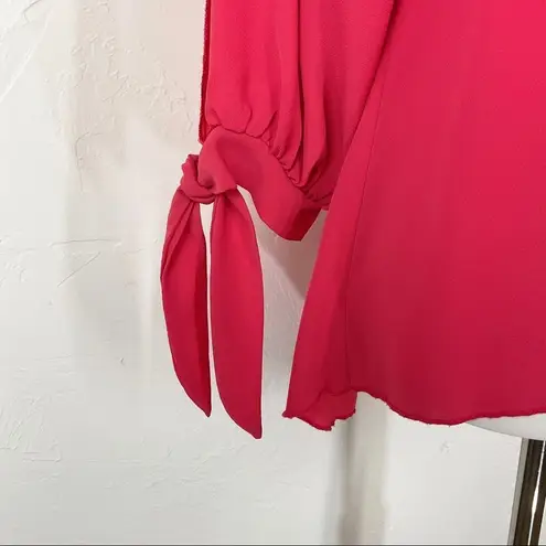 Mahina Light Red Cold Shoulder Long Sleeve Top Small