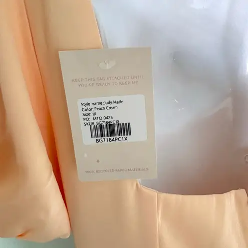 Birdy Grey Judy Matte Cap Sleeve Satin Gown in Peach Cream XL