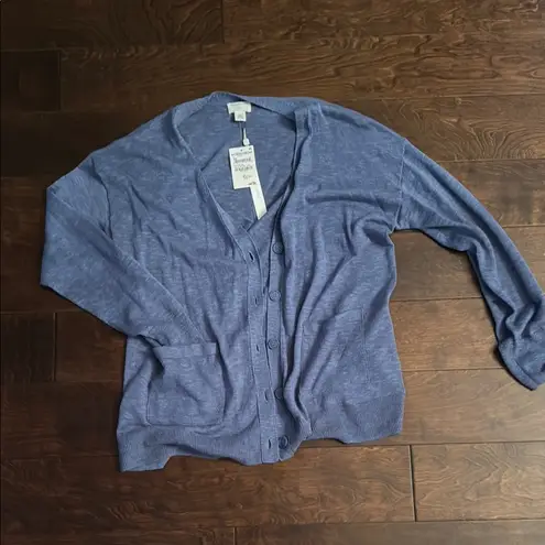 Caslon Blue Button Cardigan Sweater WL