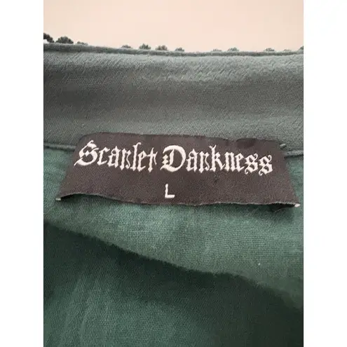 Scarlet Darkness Top Size Large Green Peasant Dark Romance Renaissance Goth