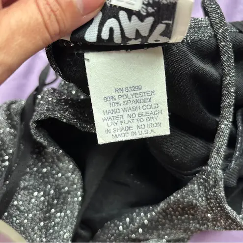 Jump Vintage 90s Black + Silver Glitter Full Length Sleeveless Prom Dress