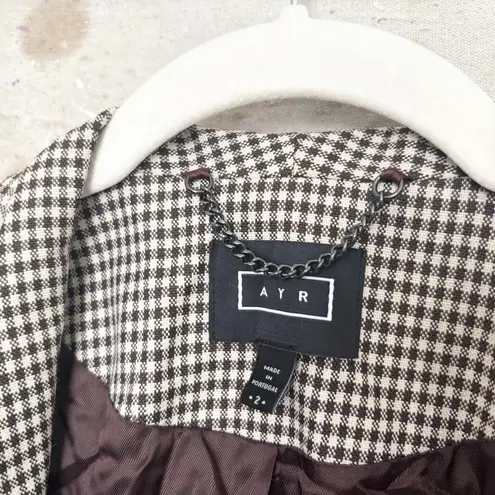 AYR the Coup Blazer Jacket Check Wool Blend