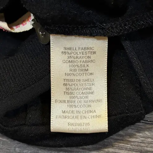 Rebecca Taylor Black Sleeveless Top Mesh Silk Trim High Low Hem Size S