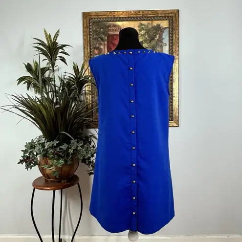 Blu Pepper  Dress Womens M Sleeveless Pyramids Studs Royal Blue Open Back Y2K