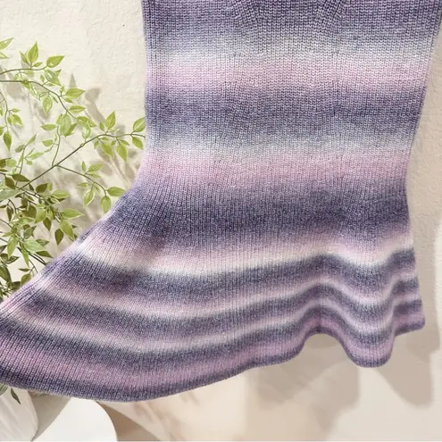 En Saison Ombre Knit Short Sleeve Mock Neck Fit & Flare Mini Sweater Dress S NWT Purple