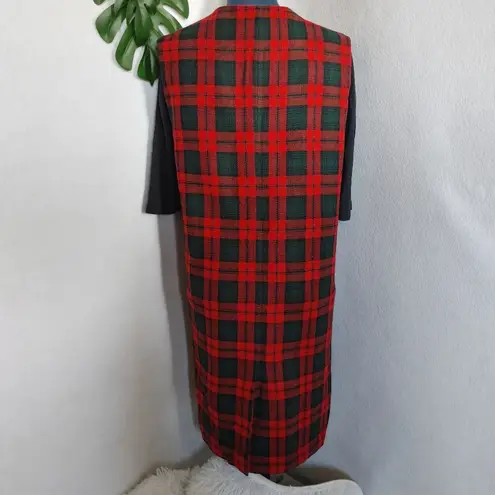 Sag Harbor Red Plaid Tartan Jumper Wool Dress