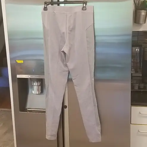 💕PEONY💕 Gray Hig Rise Leggings Faux Leather Panels L NWT Size L