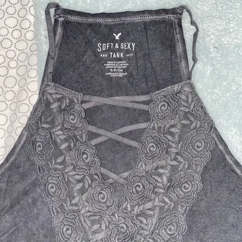 American Eagle  Outfitters Charcoal Soft & Sexy Lace Top