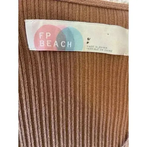 Free People FREE‎ PEOPLE Beach Phoenix Ribbed Mini Dress Size S Small Brown Coverup Vacation