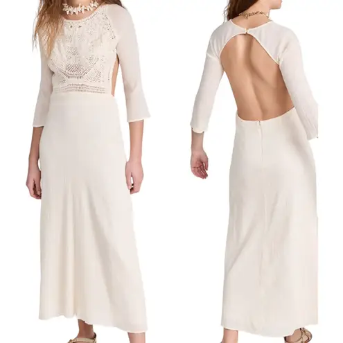 Antik Batik Lacy Longdress Cream Crochet Backless Maxi Dress Gauze NWT Small