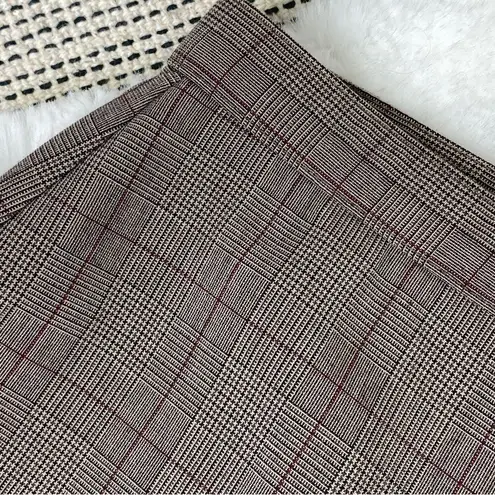 JM Collection Petite Plaid Straight Leg Dress Pants Trousers Brown Maroon 10P