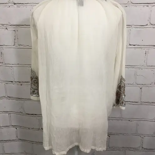 Tommy Bahama  Gauze Embellished Blouse Size M