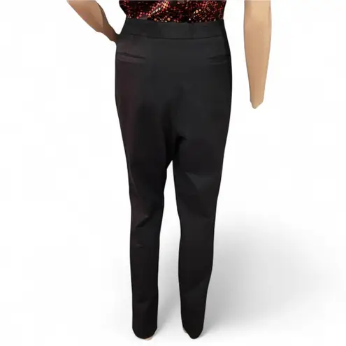 Ann Mashburn Flat Front Slim Fit Tapered Leg Black Trouser Pants Size 10 Stretch