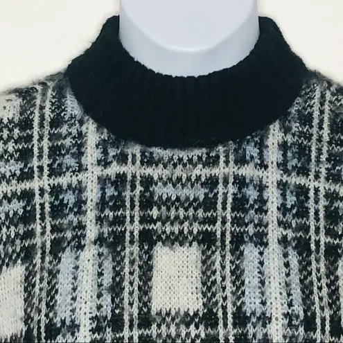 Nine West  Boxy Plaid Mock Neck Acrylic Sweater size XL