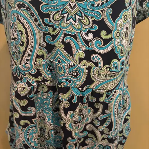 Charter Club Shift Dress size medium Multi Paisley Nylon Short Sleeve Round Neck