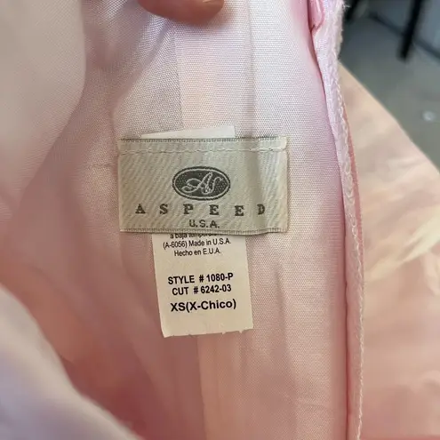 Aspeed Vintage Y2K Pink Organza Prom Dress Tube Top Maxi Skirt Scarf Diamante Detail XS