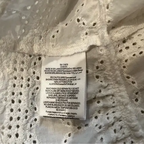 BCBGeneration  White Eyelet Ruffle Hem Crop Top, Sz L