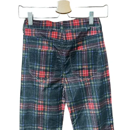 Pam & Gela Tartan Plaid Slim Crop Pant Red Multi Size 25