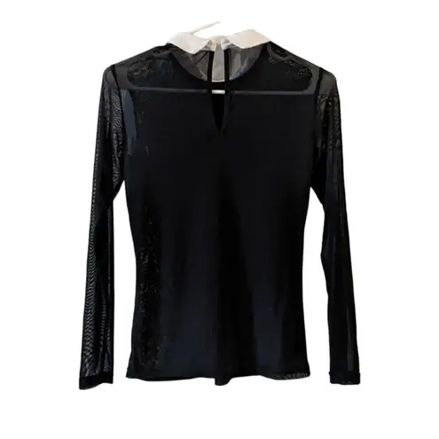Uno Core Black Transparent Fabric Blouse and Stones. Size 2