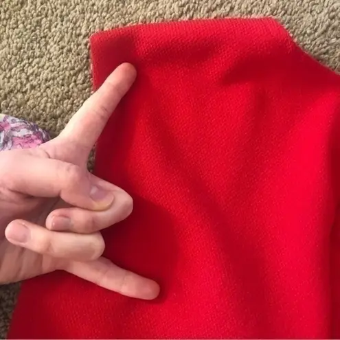 SIGNATURE LONDON STYLE Solid Bright Red Square Neck Knee Length Sheath Dress 4