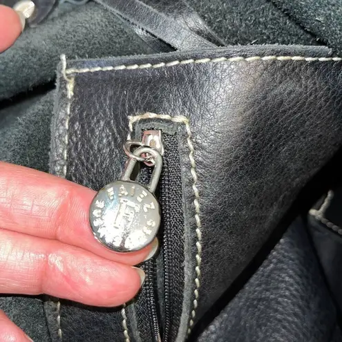 Faiez Halabi Buenos Aires Womens Pebbled Leather Shoulder Hobo Bag Black Small