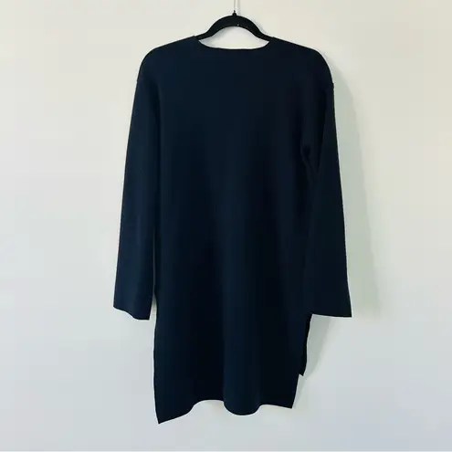 Sminfinity Navy Blue Merino Wool Long Sleeve Side Slit Oversized Knit Tunic XS