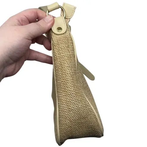 Etienne Aigner Woven Shoulder Bag Purse Tan With Goldtone Hardware Classic