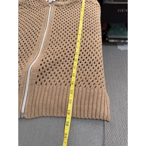 Faded Rose Light Brown Zipper Closure Open Knit Long Sleeve Hoodie Sweater XL